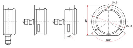 Манометр Росма тип ТМ серии 21 виброустойчивый промышленный нержавеющий. Исполнение с фланцем (Ø63 мм). Размеры